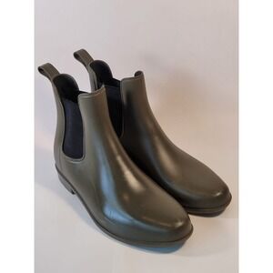 Target Women's Size 8 Rain Chelsea Block Heel Ankle Boots Green Rubber Pull-On